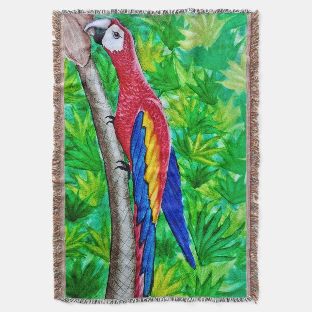 Cobertor Ei, tem uma arara escarlate naquela árvore! (Frente Vertical)