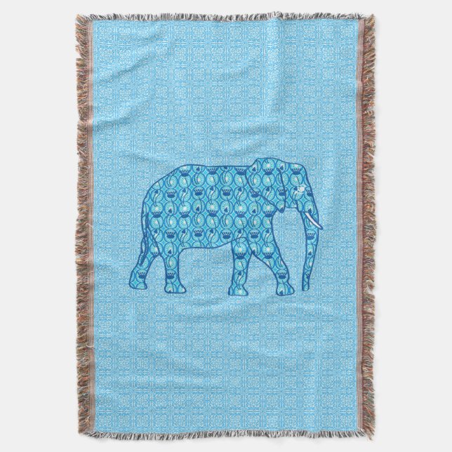 Cobertor Elefante de flor de lótus - turquesa (Frente Vertical)