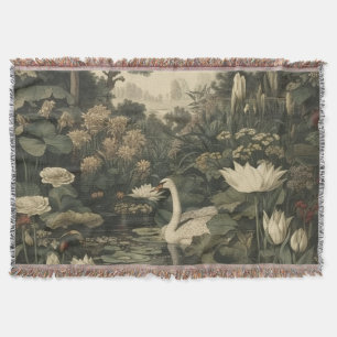 Cobertor Elegância Botânica - Cisne na Floresta