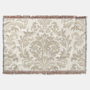 Cobertor Elegância de Marfim Barroco Damasko Clássico Antig