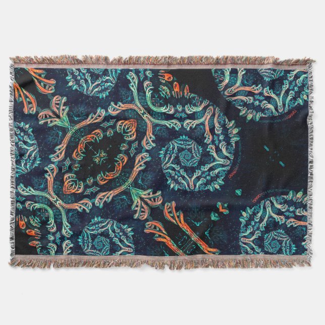 Cobertor elegância fractal escura (Frente)