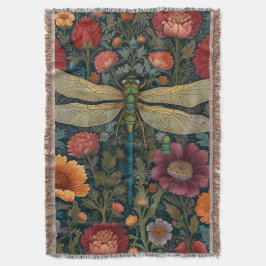 Cobertor Elegant art nouveau Autumn floral Dragonfly