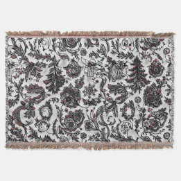 Cobertor Elegant Christmas floral ornament pattern design