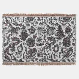 Cobertor Elegant Christmas floral ornament pattern design