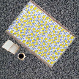 Cobertor Elegant French Country Lemon Blue Botanical