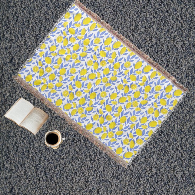 Cobertor Elegant French Country Lemon Blue Botanical (Criador carregado)