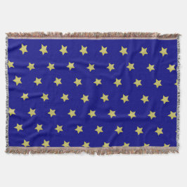 Cobertor Elegant Gold & Blue Star Pattern