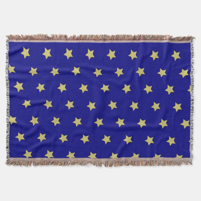 Cobertor Elegant Gold & Blue Star Pattern  (Frente)