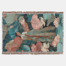 Elegant Hanbok Woman in Pink Lotus Garden