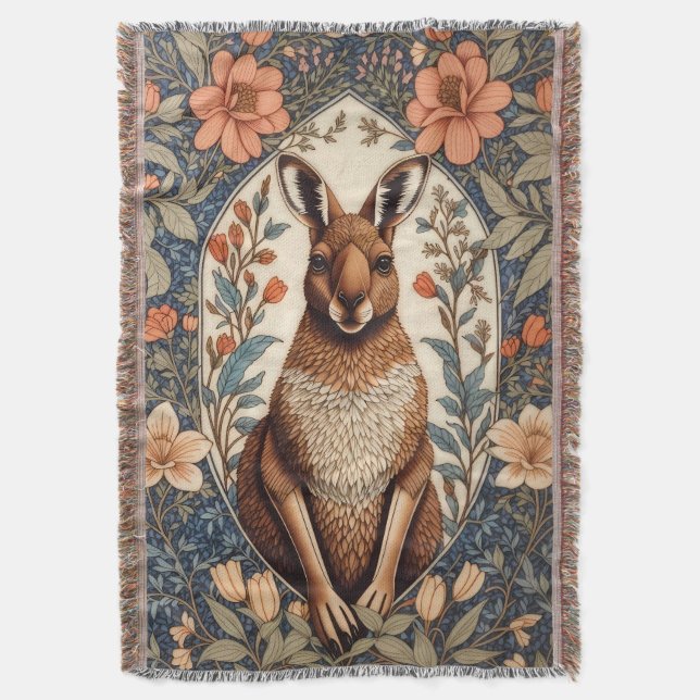 Cobertor Elegant Kangaroo William Morris Inspired  (Frente Vertical)