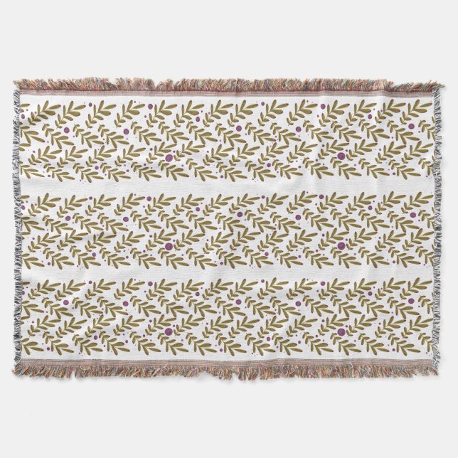 Cobertor Elegant Leaf and Berry Pattern Throw Blanket  (Frente)