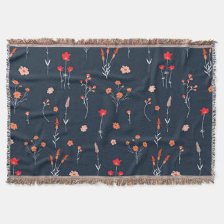 Cobertor Elegant Navy Floral Throw Blanket