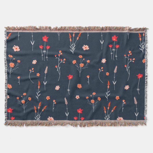 Cobertor Elegant Navy Floral Throw Blanket (Frente)