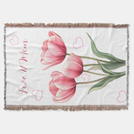 Cobertor Elegant Pink Tulips Floral Mother's Day 