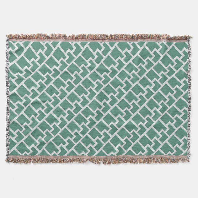 Cobertor Elegant Sage Green Geometric Pattern (Frente)