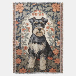Cobertor Elegant Schnauzer William Morris Inspired Floral