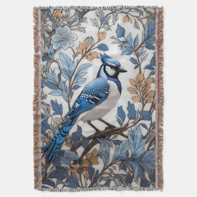 Cobertor Elegante Blue Jay William Morris Inspirou (Frente Vertical)