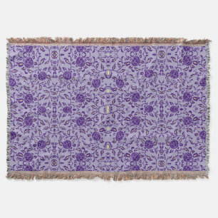 Cobertor Elegante Damasco Floral Roxo