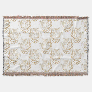 Cobertor Elegante Design Branco com Estampa de Tigre em Bri