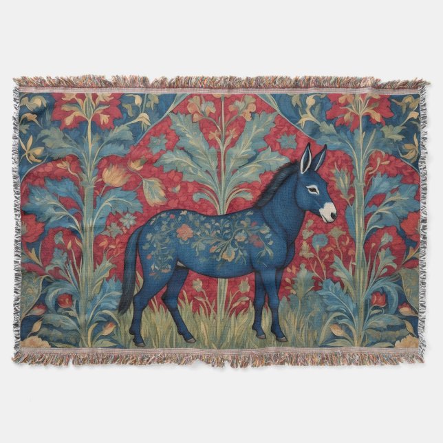 Cobertor Elegante Donkey William Morris Inspirado Padroniza (Frente)