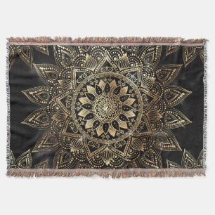 Cobertor Elegante Dourado Mandala Black Design