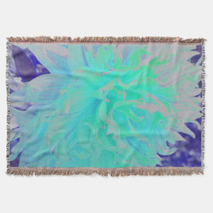 Cobertor Elegante Flor de Dália Aquamarine Verde e Azul