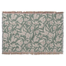 Elegante Floral Boho Rosa & Verde Escuro Botânico