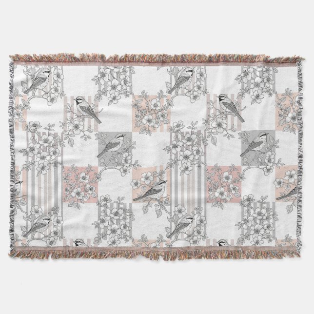 Cobertor Elegante Floral de Listra de Pêssego (6) (Frente)