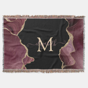 Cobertor Elegante Glitter Dourado Burgundy Ágata Estiloso
