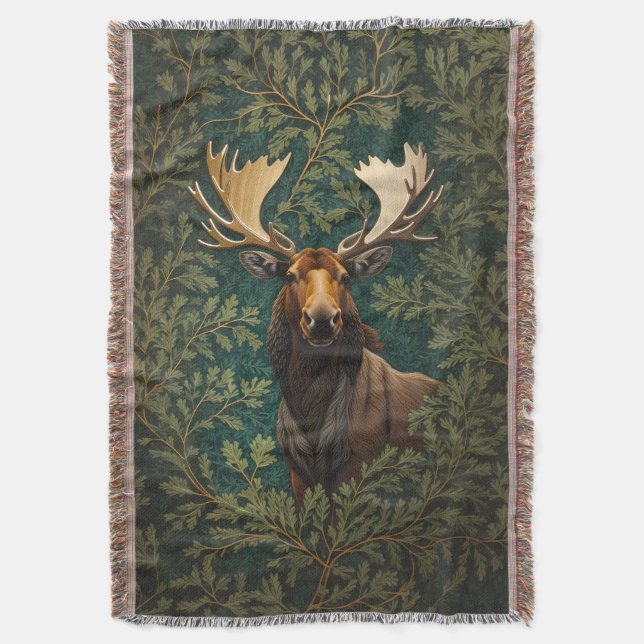 Cobertor Elegante Moose William Morris Inspirado (Frente Vertical)