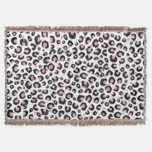Cobertor Elegante padrão de leopardo preto em ouro rosa