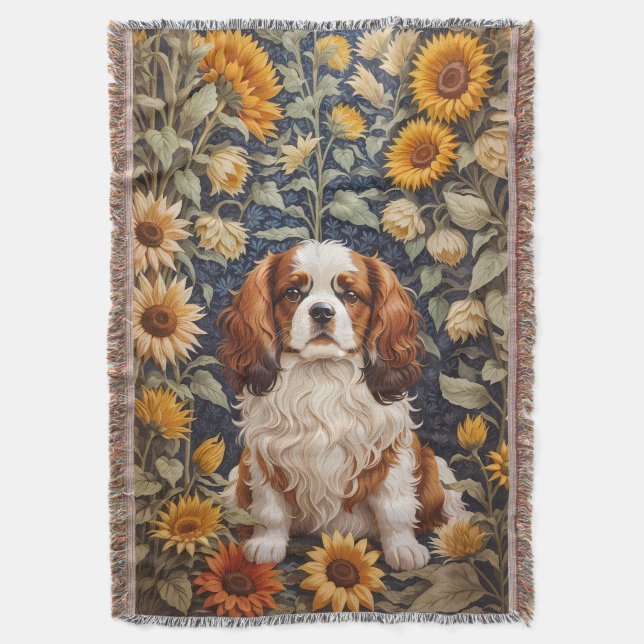 Cobertor Elegante Sunflower Cavalier King Charles Spaniel (Frente Vertical)
