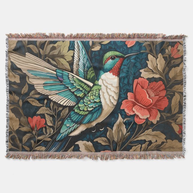 Cobertor Elegante voador Hummingbird William Morris Inspira (Frente)