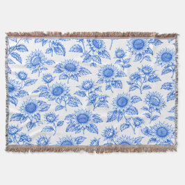Cobertor Elegantes Girassóis Toile du Jouy – Botânico Azul