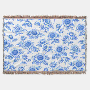 Cobertor Elegantes Girassóis Toile du Jouy – Botânico Azul