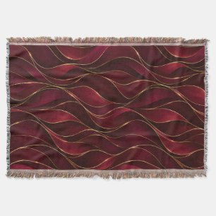 Cobertor Elegantes Ondas de Mármore Vermelho Borgonha com A