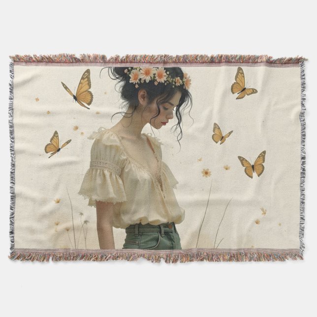 Cobertor Eleição gentil em uma dança de borboleta (Frente)