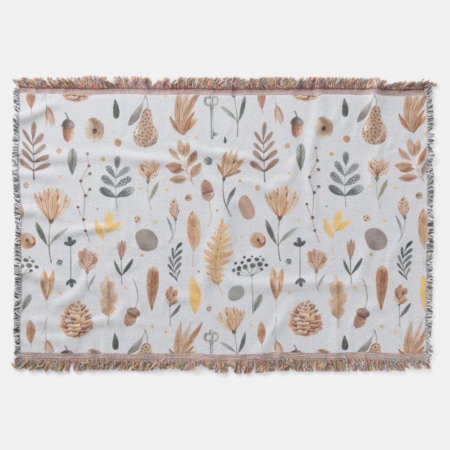 Cobertor Elementos botânicos inspirados na fantasia (Frente)