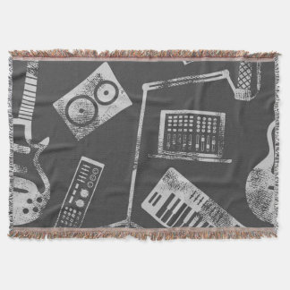 Cobertor Elementos de música: vintage com tela de fundo con