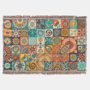 Cobertor Elementos Decorativos: Padrão Vintage Desenhado à