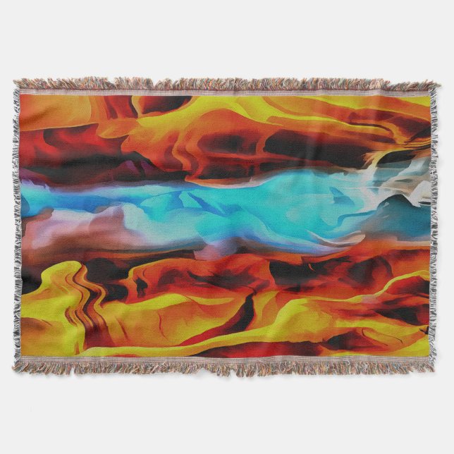 Cobertor Elementos Quentes E Frio Abstrato De Pó Acrílico (Frente)