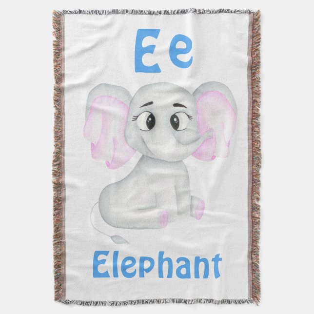 Cobertor Elephant personalize ABC: Carta E - Adicione seu n (Frente Vertical)