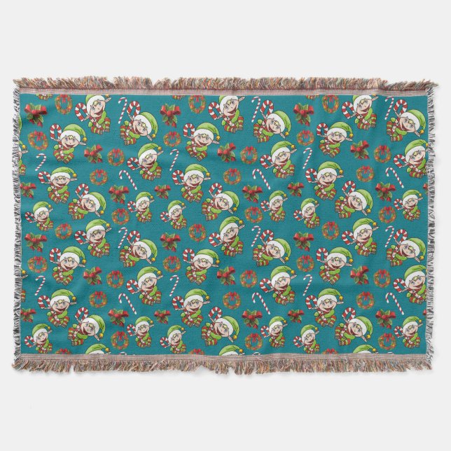 Cobertor Elfo de Natal com sagrado, coroa e hortelã (Frente)