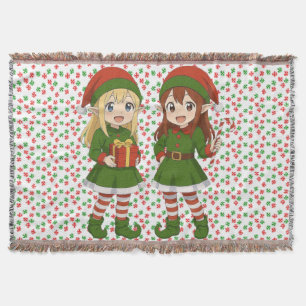 Cobertor Elfos de Natal fofos de anime