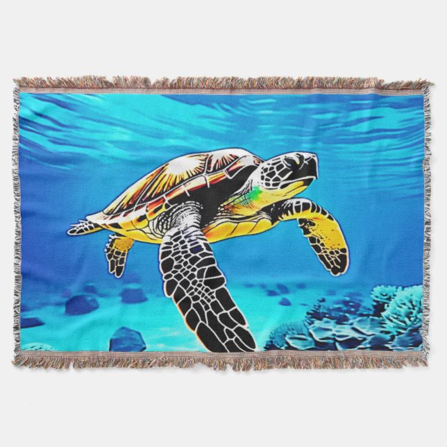 Cobertor Embraço do Oceano: Viagem da Tartaruga do Mar (Frente)