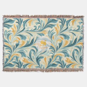 Cobertor Emerald Green e Dourada Paisley Leaf Pattern
