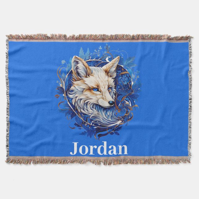 Cobertor Encantando Raposa com Nome Personalizado (Frente)