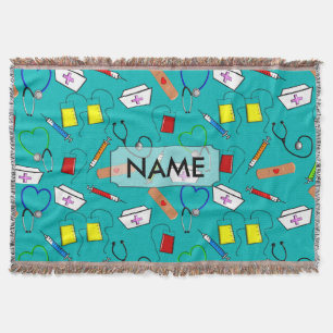 Cobertor Enfermeira Custimizable azul geral tecido