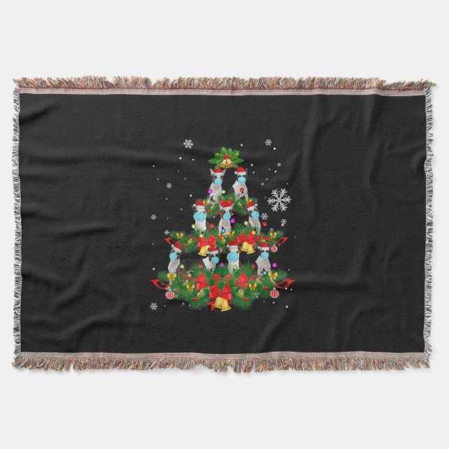 Cobertor Engraçado Boston Terrier Christmas Tree Dog Xmas (Frente)