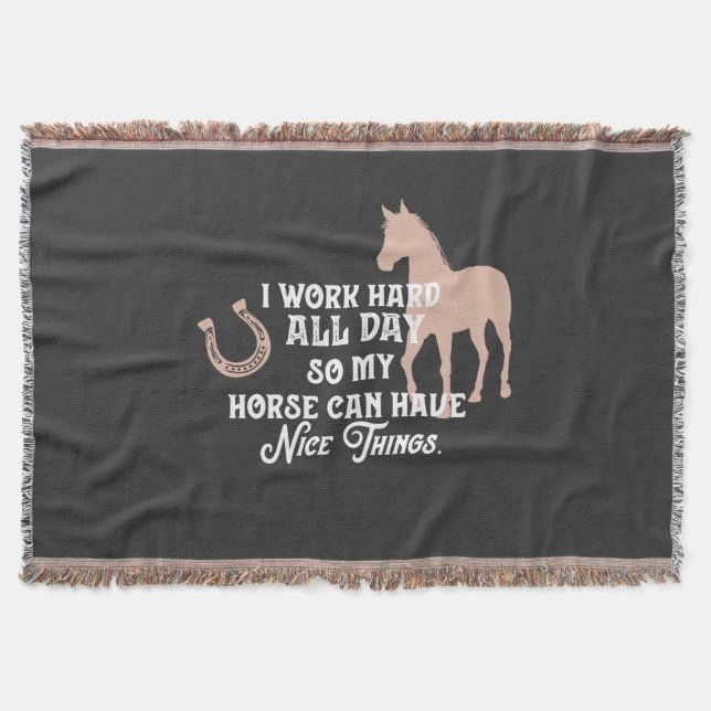 Cobertor Engraçado Equestre "Eu trabalho duro o dia todo" (Frente)